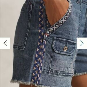 Anthropologie PilcroThe Wanderer Denim Shorts Embroidered